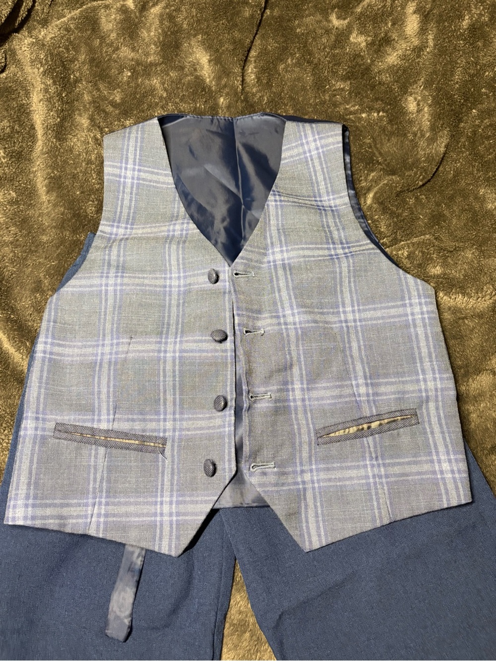 Van Heusen Navy blue Plaid Vest with Pantsuit